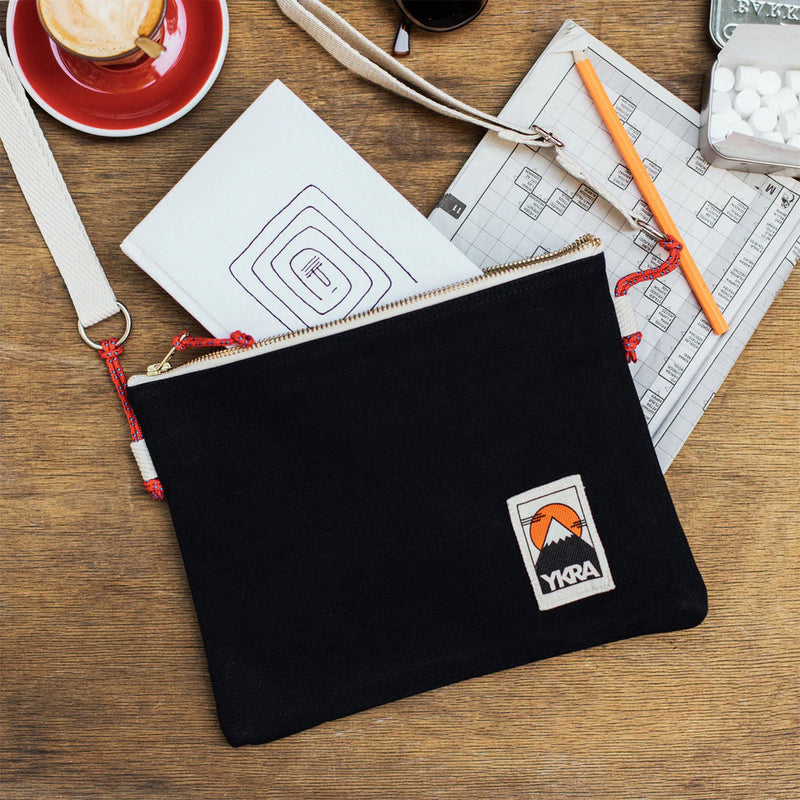 Cotton Canvas Side Pouch Bag - Black