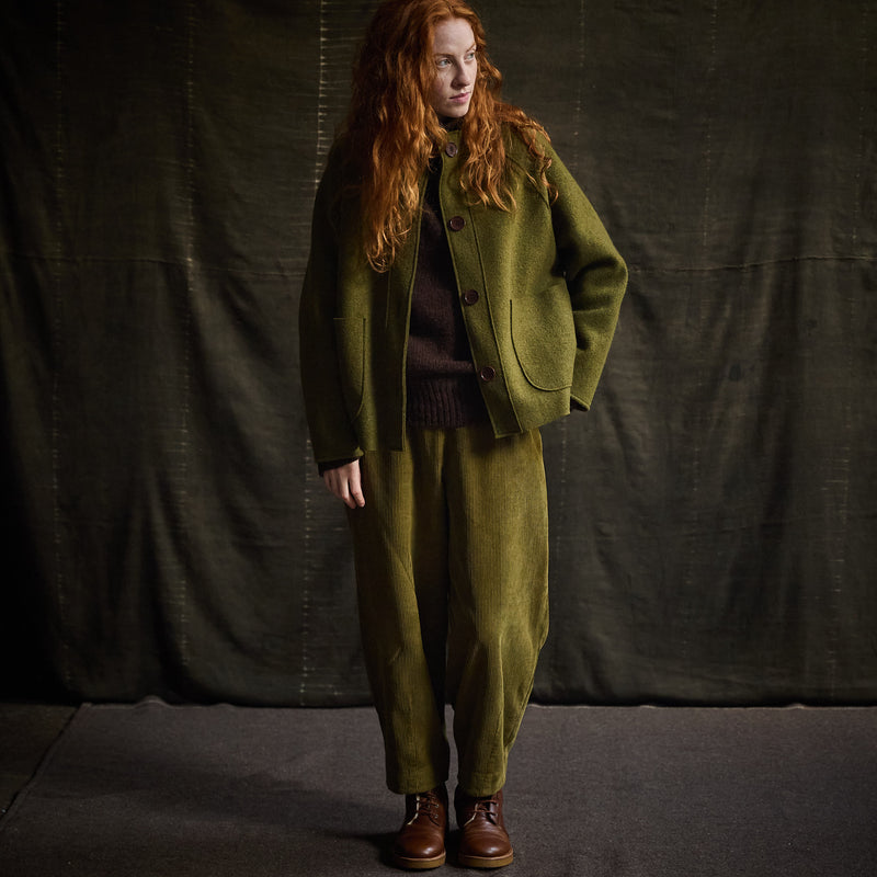 Creek Women's Jacket - Boiled Merino Wool - Seaweed