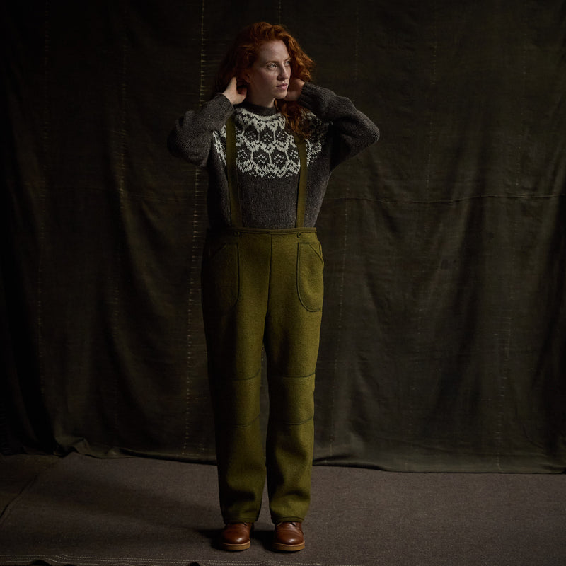 Roam Women's Trousers/Dungarees - Boiled Merino Wool - Seaweed