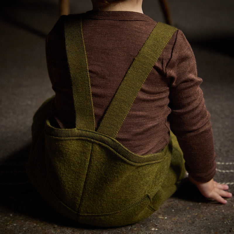 Baby & Kids Pocket Dungarees - Boiled Merino Wool - Seaweed