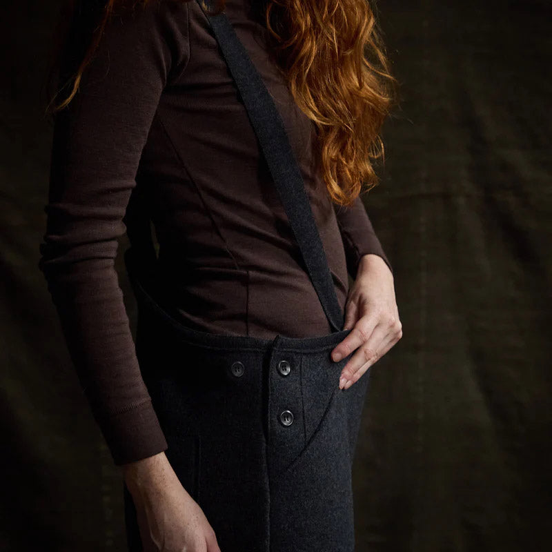 Roam Women's Trousers/Dungarees - Boiled Merino Wool - Anthracite