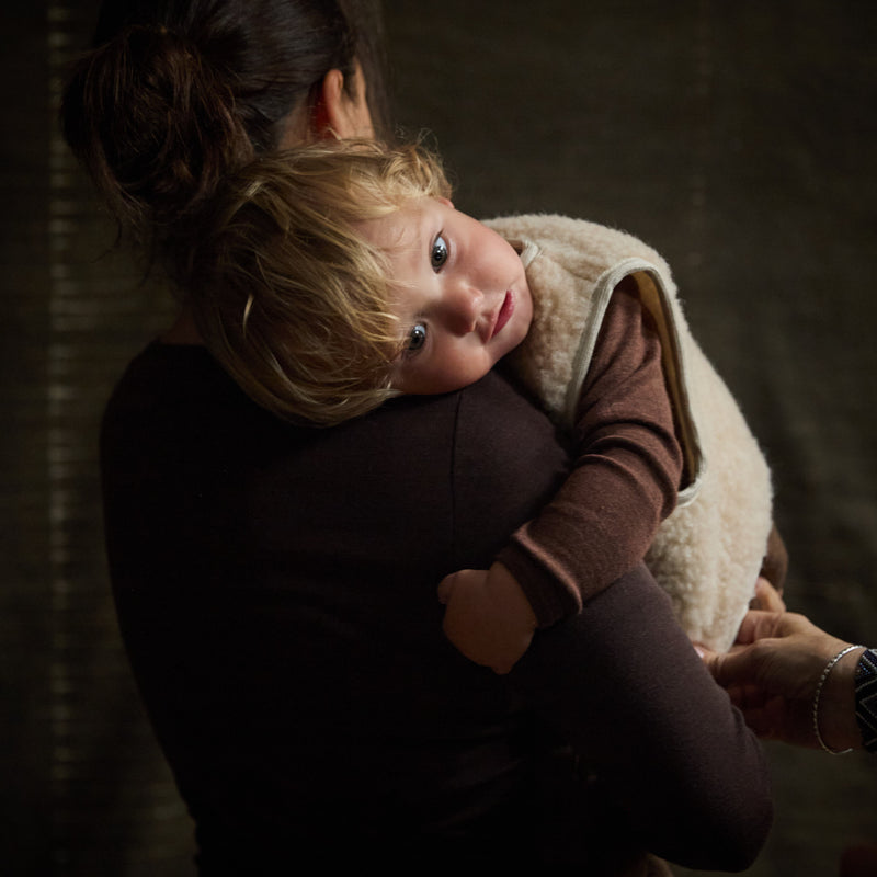 Fawn Baby Vest - Wool Teddy Fleece - Oatmeal