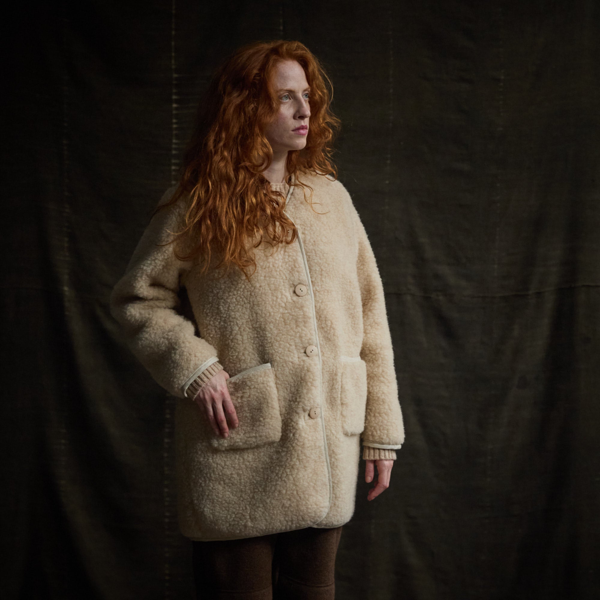 Women's Wool Teddy Fleece Coat in beige - sizes Small to XL – MamaOwl