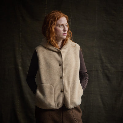 Falcon Womens Vest - Merino Wool Fleece - Sandstorm