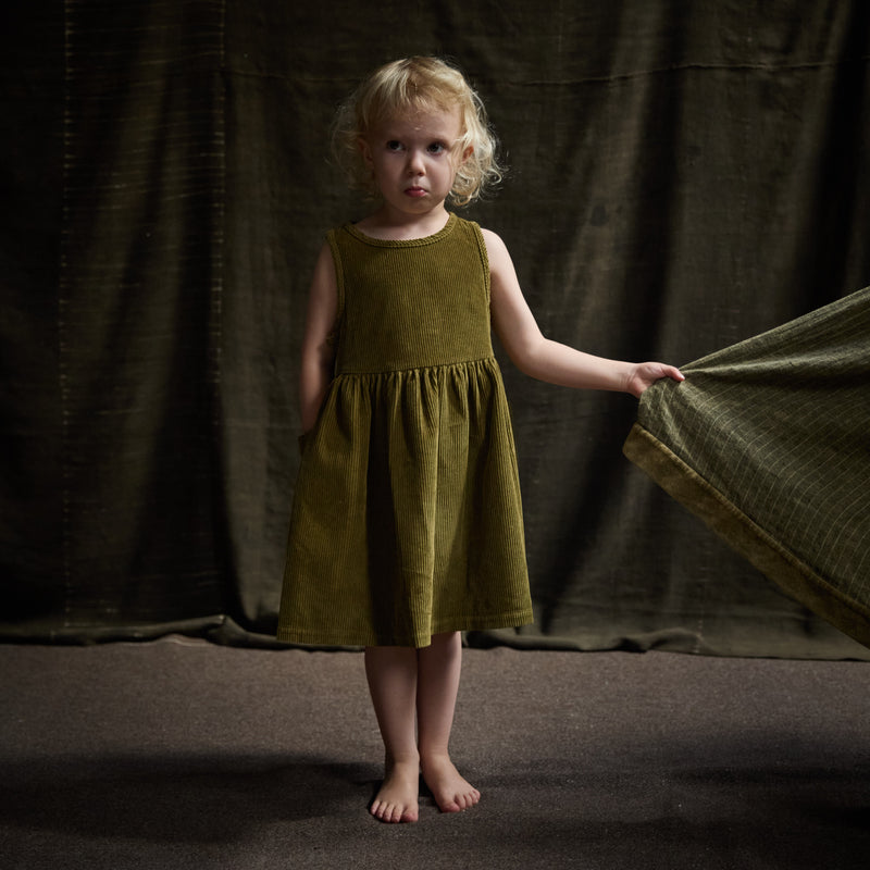 Aspen Dress - Cotton Corduroy - Seaweed