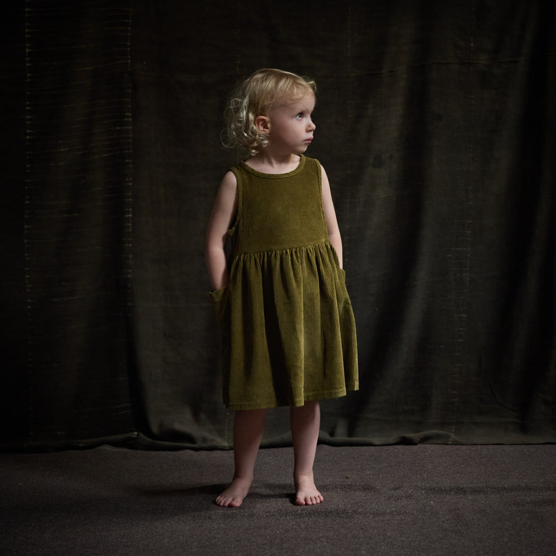 Aspen Dress - Cotton Corduroy - Seaweed