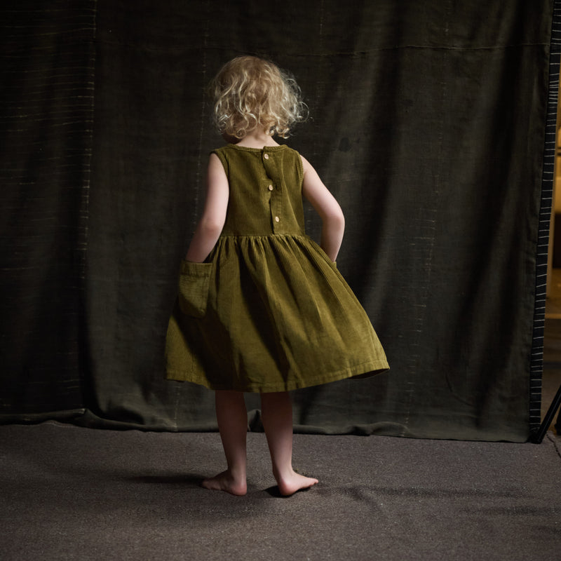 Aspen Dress - Cotton Corduroy - Seaweed