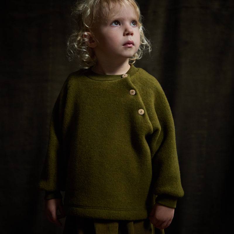 Puffin Baby & Kids Sweater - Merino Wool Fleece - Seaweed