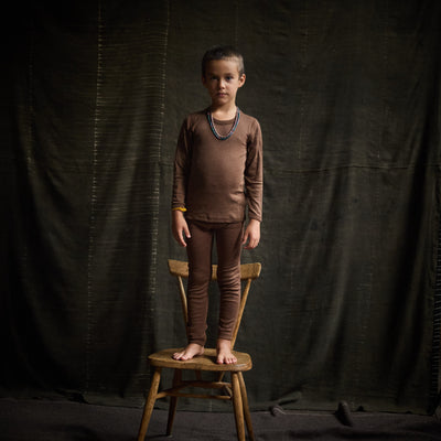 Finch Leggings - Wool/Silk Pointelle - Pecan
