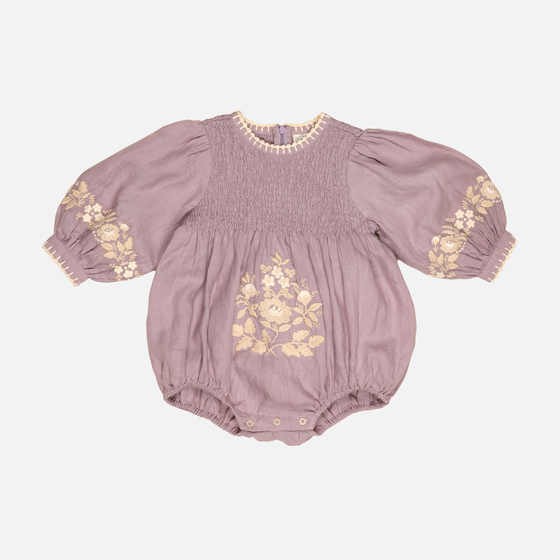 Baby Cotton Noemie Romper - Dusky Lavender