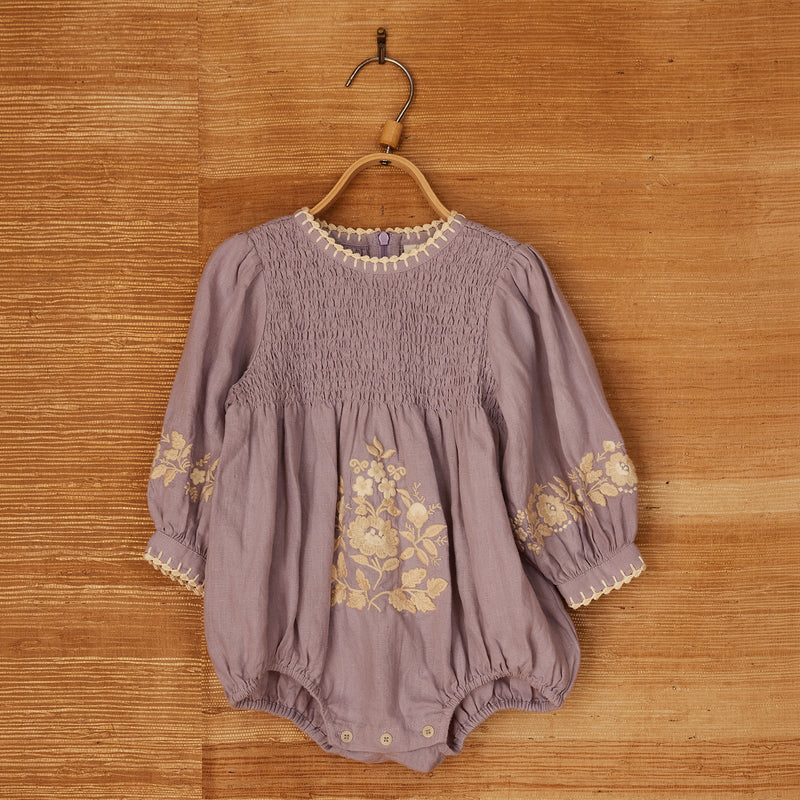 Baby Cotton Noemie Romper - Dusky Lavender