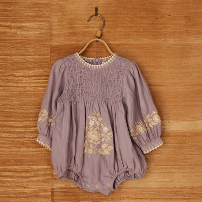 Baby Cotton Noemie Romper - Dusky Lavender