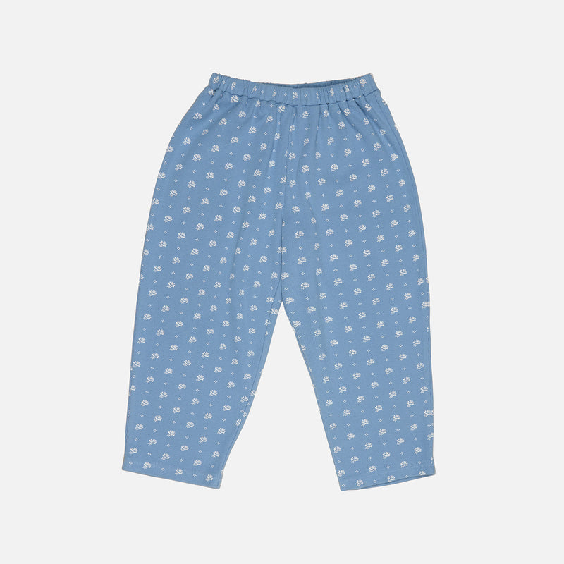 Kids Cotton Jersey Cara Curve Trousers - Mountain Calico Blue