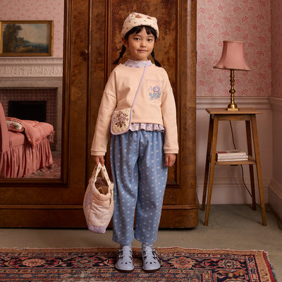 Kids Cotton Jersey Cara Curve Trousers - Mountain Calico Blue