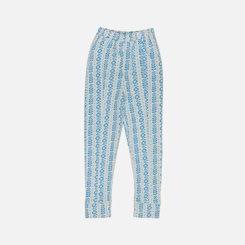 Kids Cotton Jersey Sandy Slim Pants - Nordic Floral Jacquard