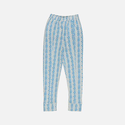 Kids Cotton Jersey Sandy Slim Pants - Nordic Floral Jacquard