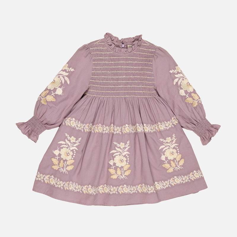 Kids Cotton Mia Dress - Dusky Lavender