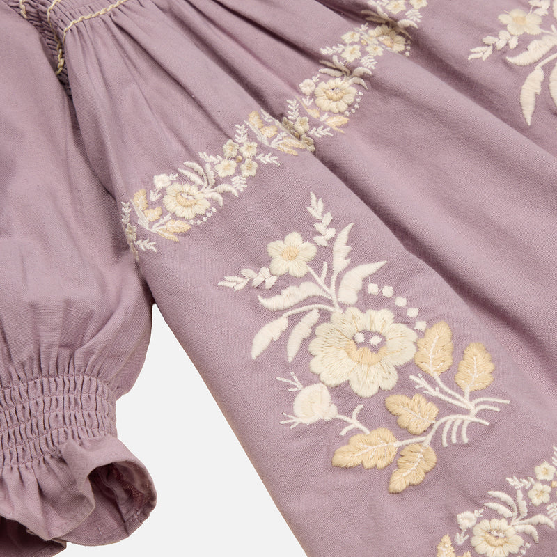 Kids Cotton Mia Dress - Dusky Lavender