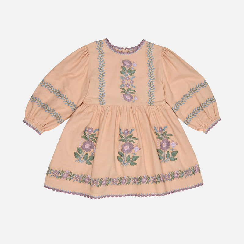 Kids Cotton Penelope Dress - Dried Rose