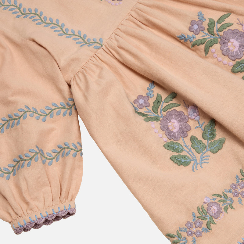Kids Cotton Penelope Dress - Dried Rose