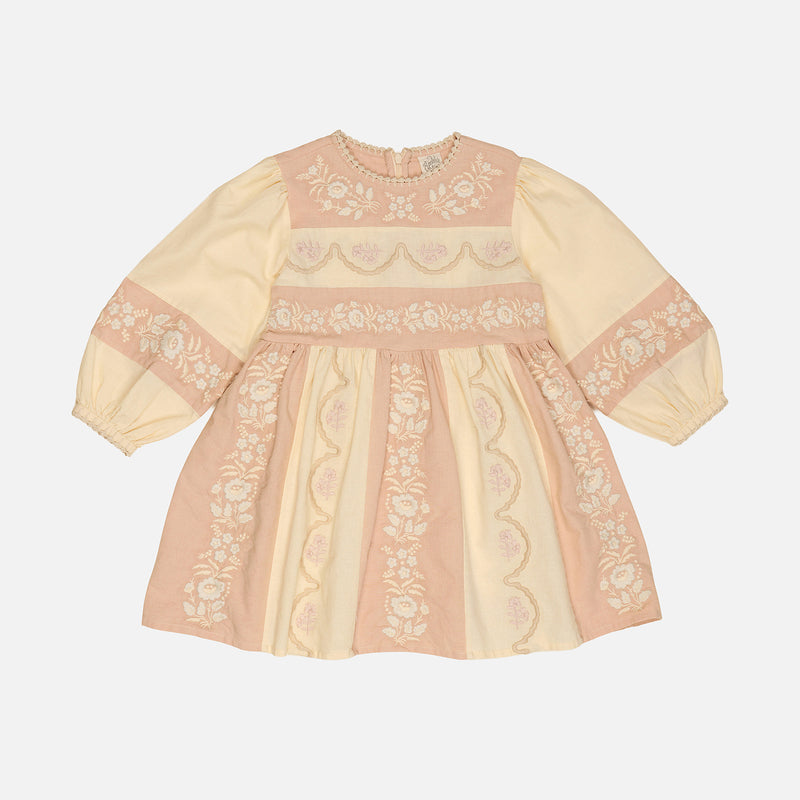 Kids Cotton Wilma Dress - Dried Rose/Cream