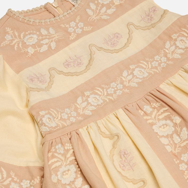 Kids Cotton Wilma Dress - Dried Rose/Cream