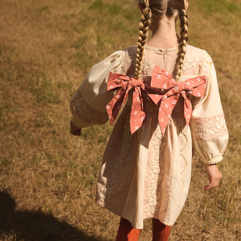 Kids Cotton Wilma Dress - Dried Rose/Cream