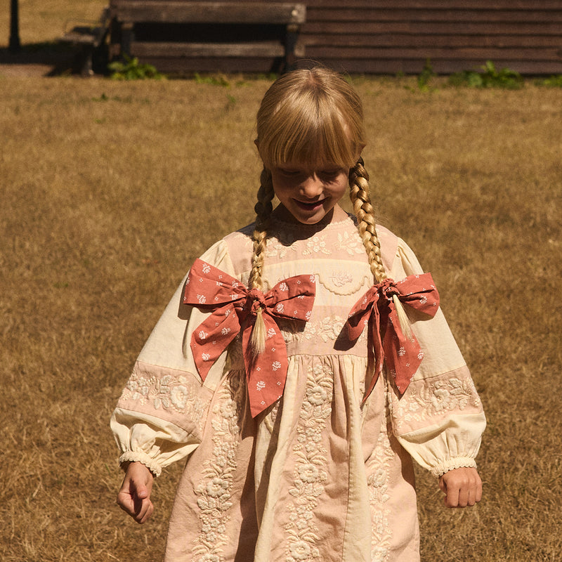Kids Cotton Wilma Dress - Dried Rose/Cream