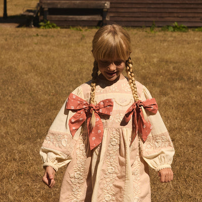 Kids Cotton Wilma Dress - Dried Rose/Cream