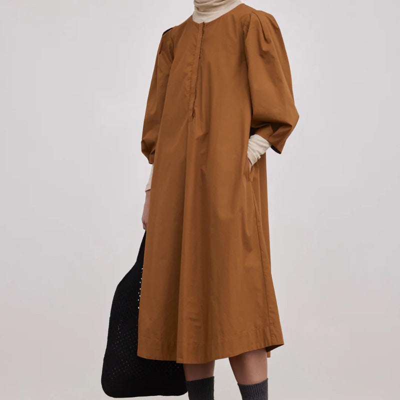 Women's Cotton Russo Dress - Brown Sugar MamaOwl Women's Cotton Russo Dress - Brown Sugar MamaOwl