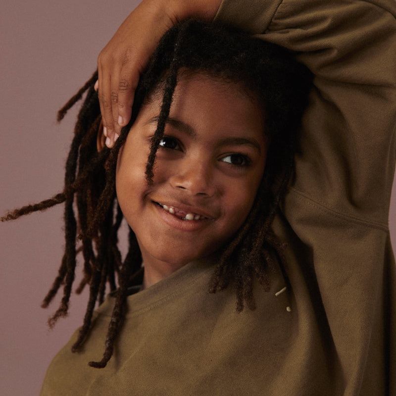 Cotton Drop Shoulder Sweater - Woody