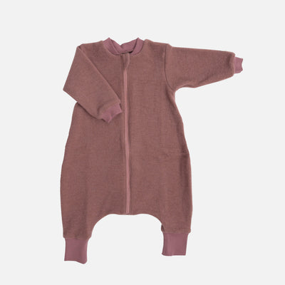 Baby & Kids Merino Wool Brushed Terry Zip Sleeping Bag with Feet - Mauve