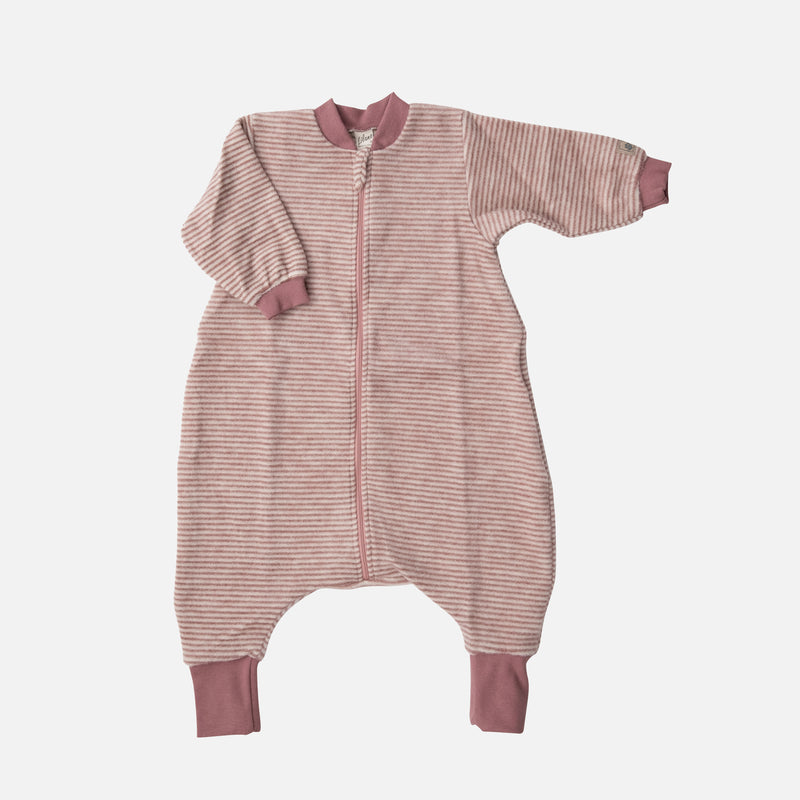 Baby & Kids Merino Wool Brushed Terry Zip Sleeping Bag with Feet - Mauve/Natural