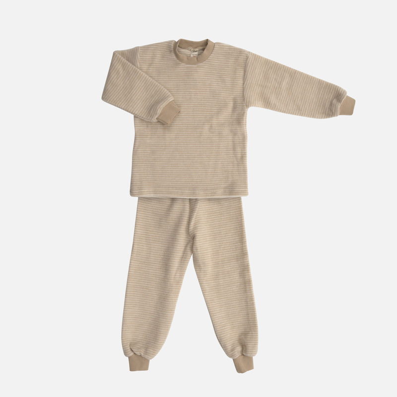 Merino Wool Brushed Terry Pyjama Set - Sand/Natural