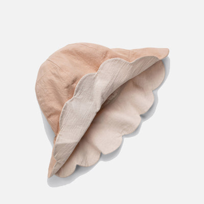 Baby & Kids Cotton Reversible Scalloped Sun Hat - Shell/Powder