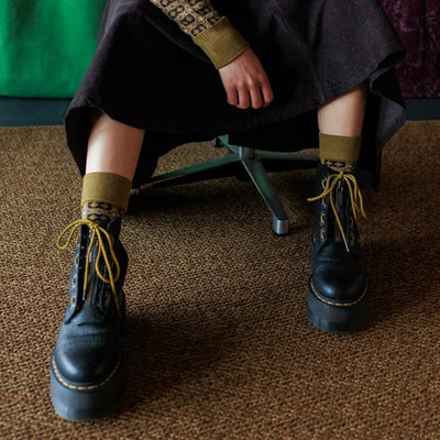 Adults Merino Wool Brae Socks - Golden Olive