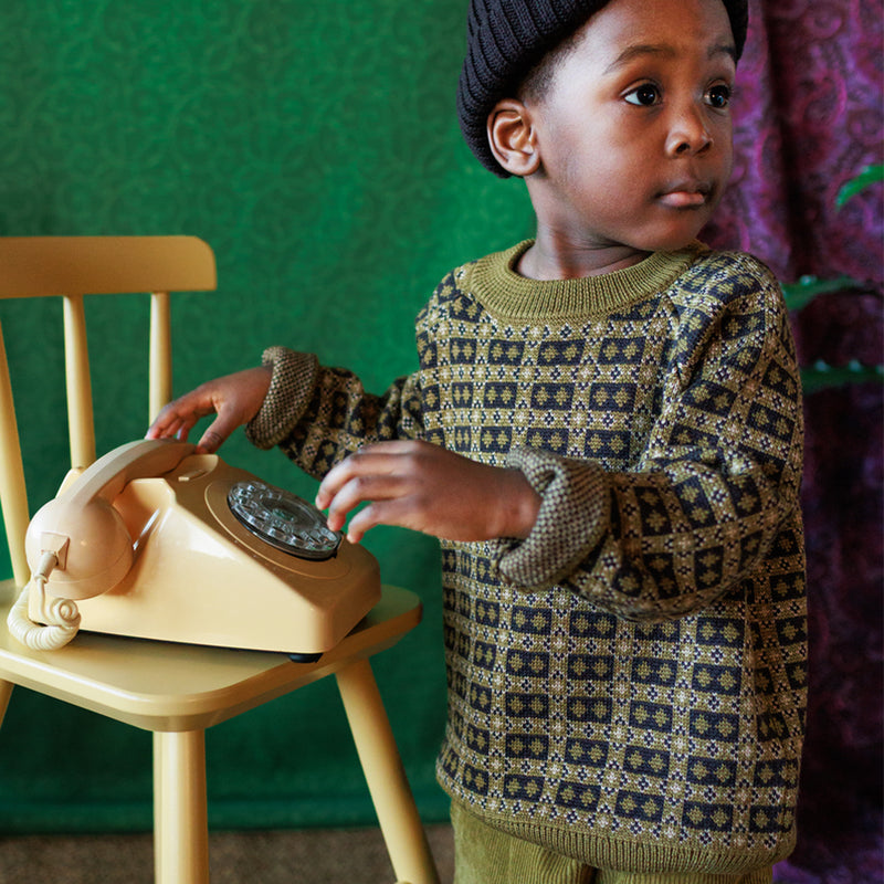 Kids Merino Wool Brae Pullover - Golden Olive