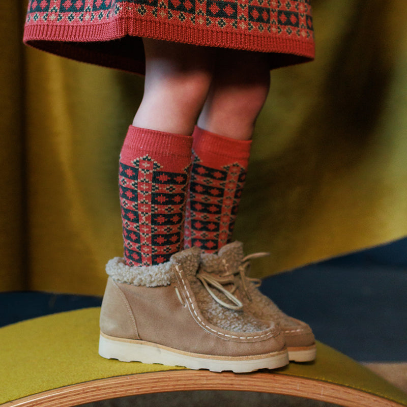 Kids Merino Wool Brae Socks - Winter Rose