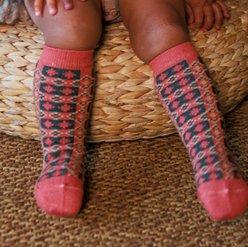 Kids Merino Wool Brae Socks - Winter Rose