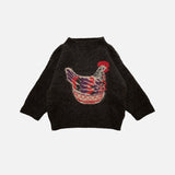 Kids Merino Wool Chicken Bowl Pullover - Espresso