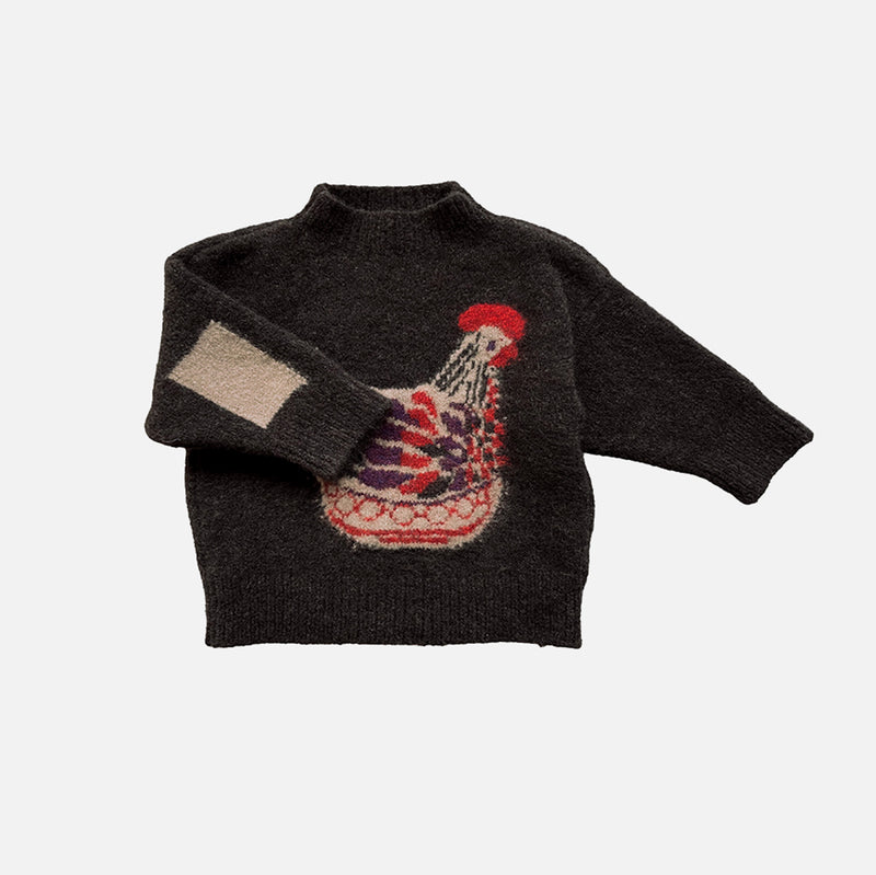Kids Merino Wool Chicken Bowl Pullover - Espresso