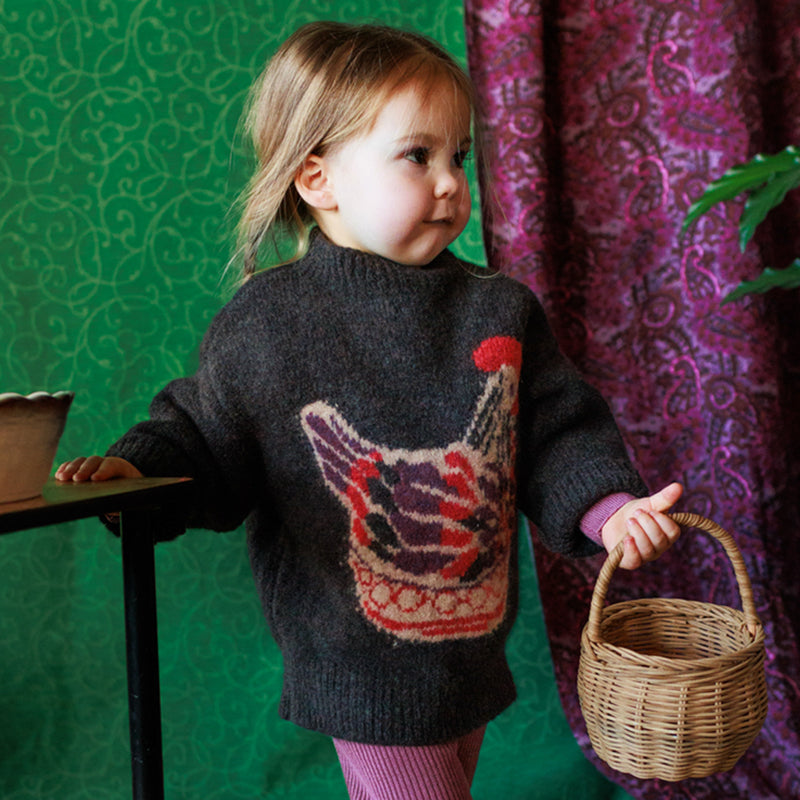 Kids Merino Wool Chicken Bowl Pullover - Espresso