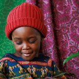 Kids Merino Wool Coblyn Beanie - Ruby