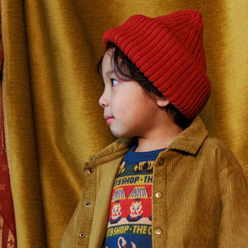Kids Merino Wool Coblyn Beanie - Ruby