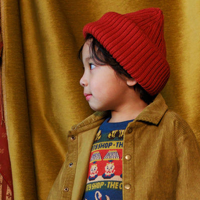 Kids Merino Wool Coblyn Beanie - Ruby