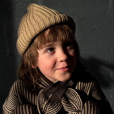 Kids Merino Wool Coblyn Beanie - Biscotti