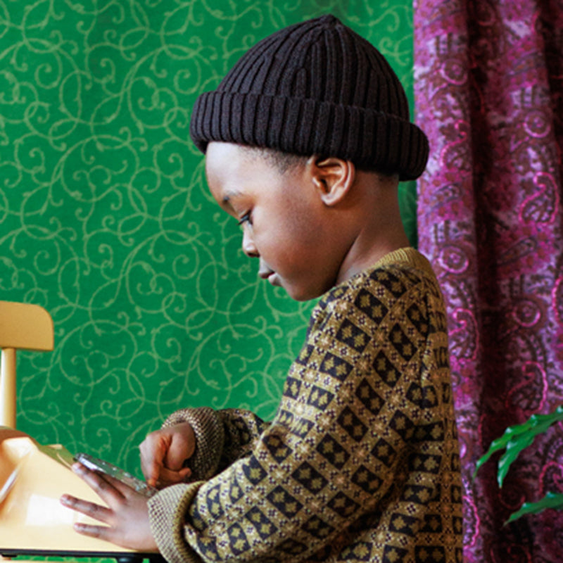 Kids Merino Wool Coblyn Beanie - Dark Chocolate