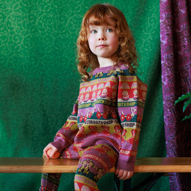 Kids Merino Wool Curiosities Pullover - Damson