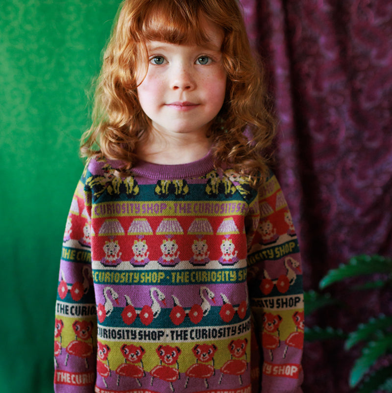 Kids Merino Wool Curiosities Pullover - Damson