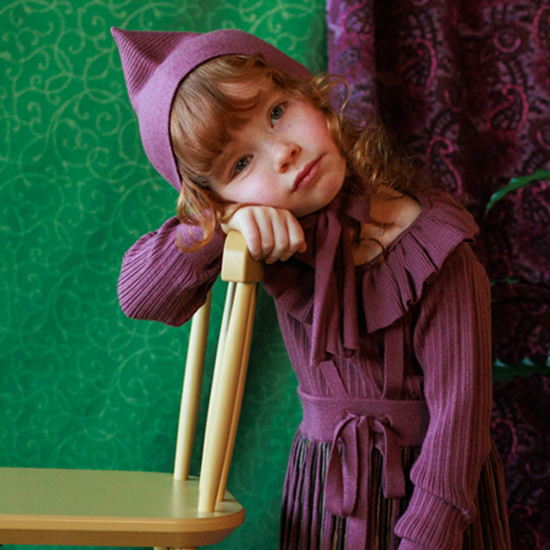 Baby & Kids Merino Wool Tegan Bonnet - Damson